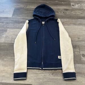 Under Armour Legacy Hoodie Jacket Blue White Womens M Fitted Varsity Full Zip